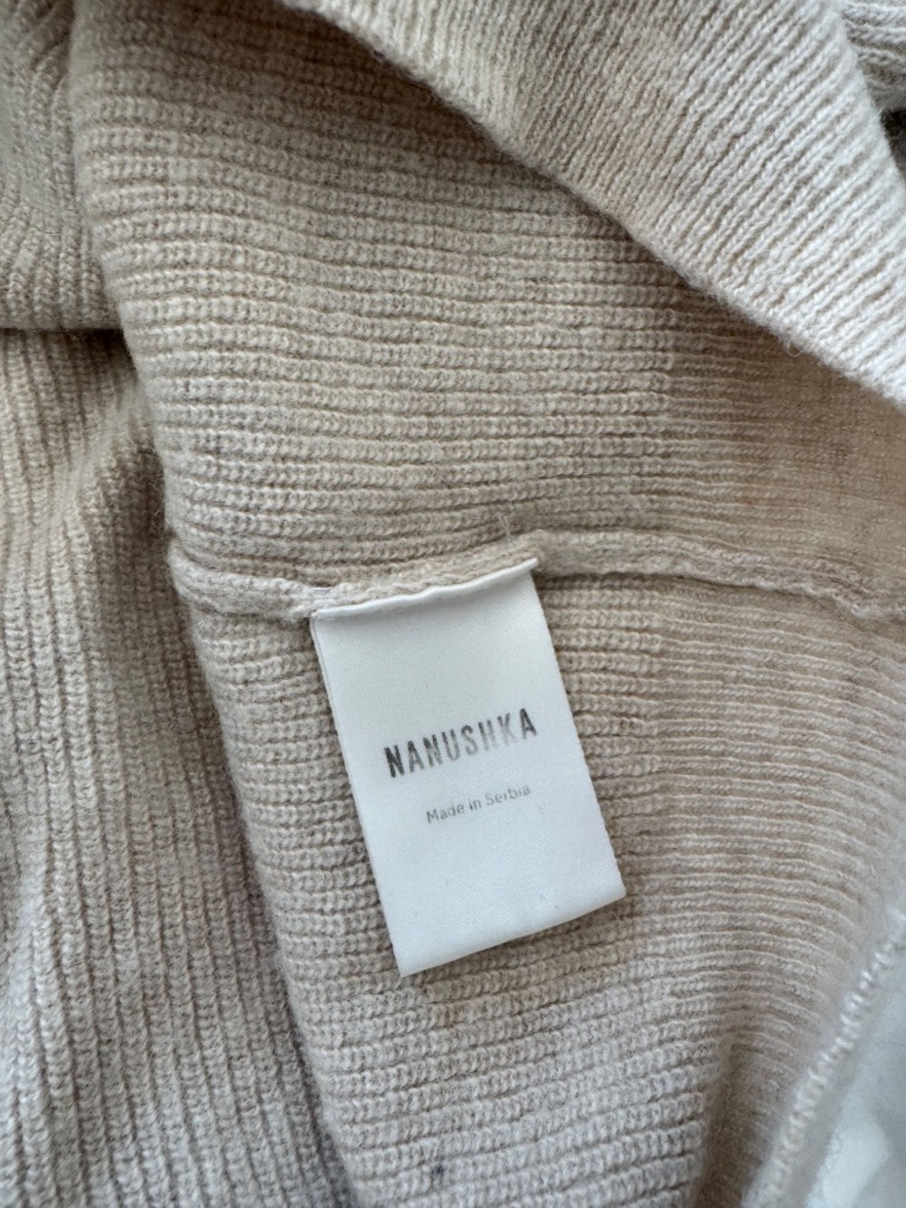 Nanushka MOG Cashmere Wool Knit Hoodie in Taupe - Picture 8 of 9